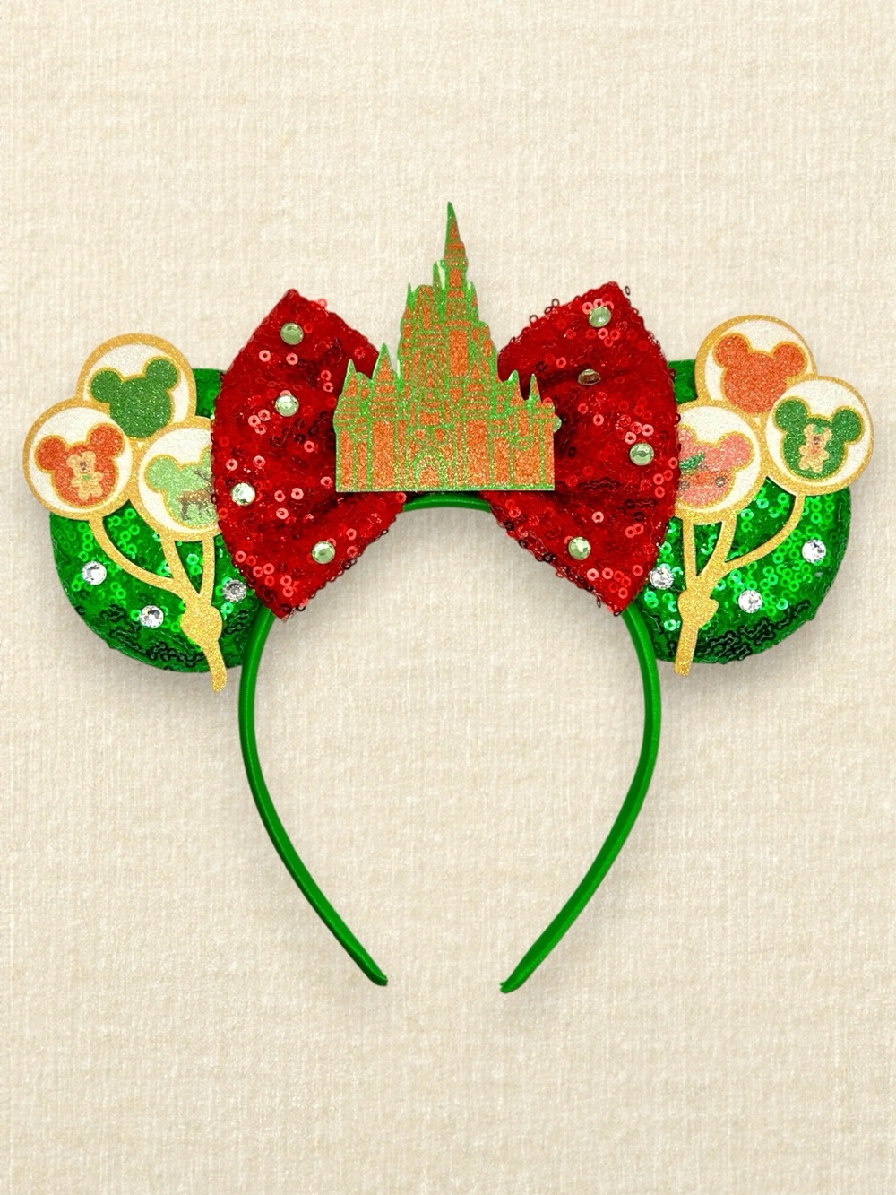Christmas Castle & Balloons Minnie Ears | Disney-Inspired Christmas Mouse Ears